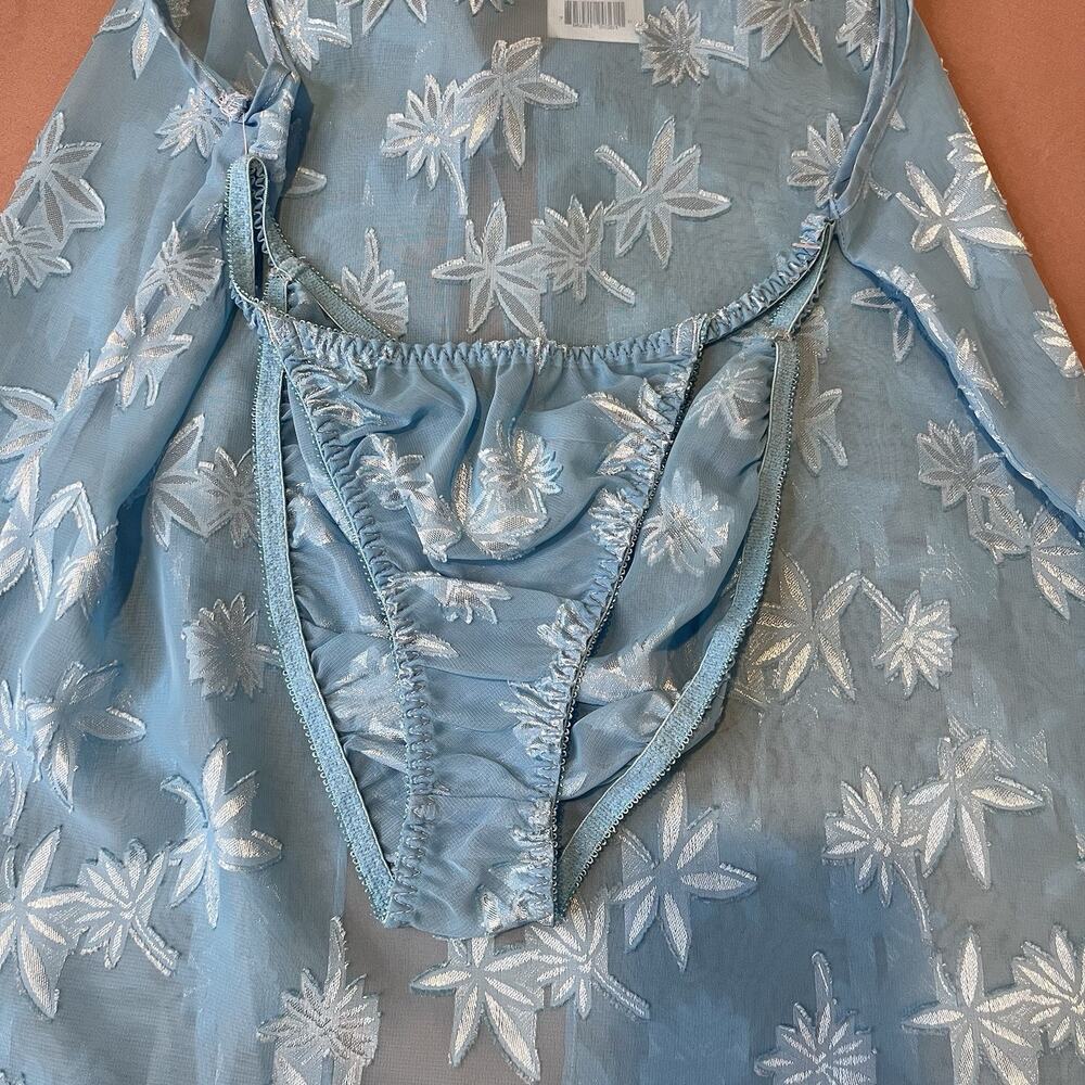 Secret Treasures Women's Two-piece Medium Babydoll Lingerie Blue Floral Sheer - Picture 5 of 5